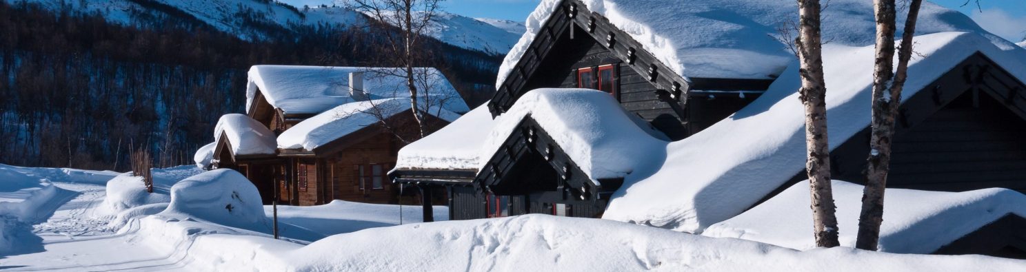 Small Town in Winter with snow on roofs