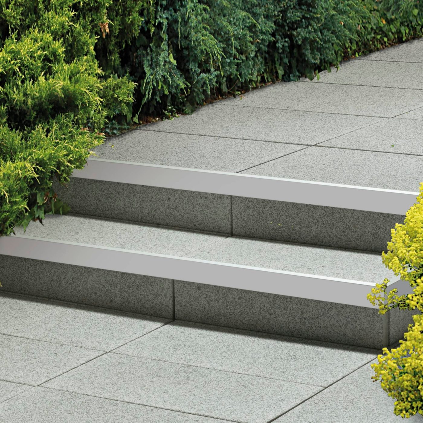 Композиоционна снимка Алуминиев завършващ профил за стъпала - 120 x 2.6 x 5.6 cm - сребрист алуминий